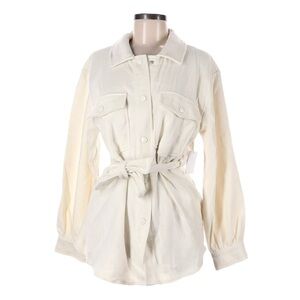Laundry by Shelli Segal Ivory Belted Shacket Coat M NWT $159 Marshmallow Trench